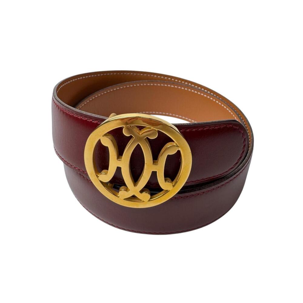 Hermes HERMES Double H Circle Logo Reversible Belt ○P Stamp Vintage Women's